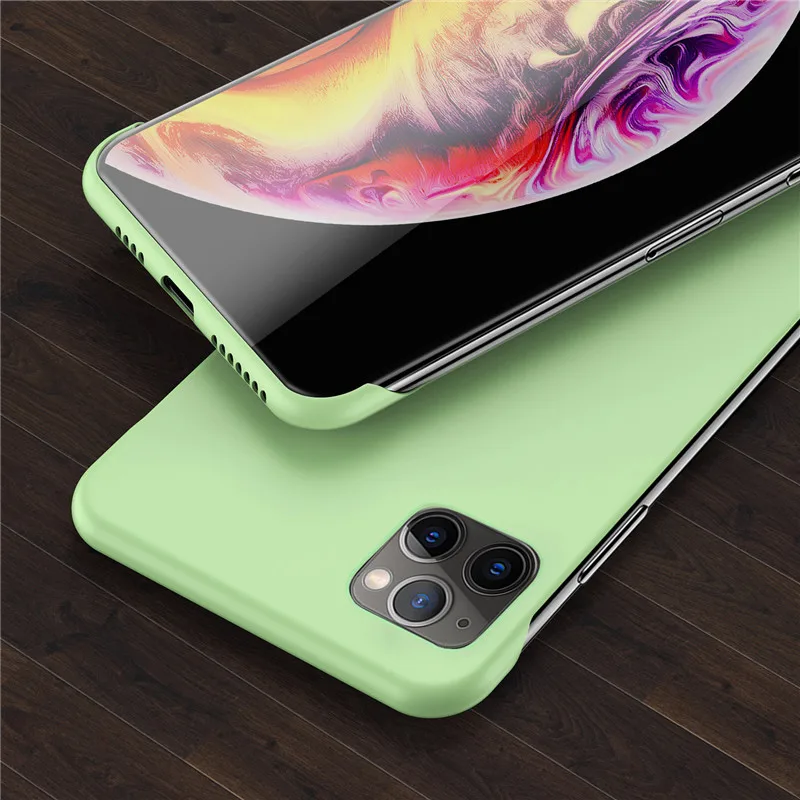 Green Lovebay тонкий скраб Жесткий PC Бескаркасный чехол для телефона для iphone 11 6S 7 8 Plus XR X XS 11 Pro Max сплошной матовый чехол-накладка без полей - Color: Green