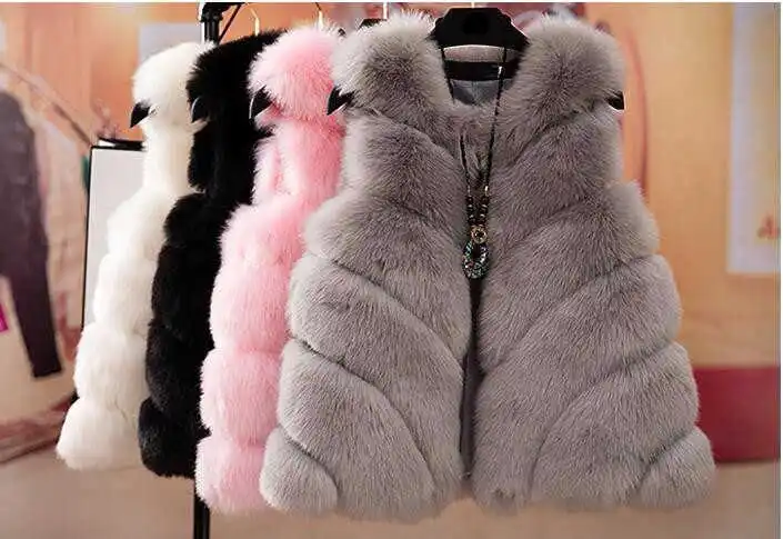 

New Winter Arrival soft Fur vest coat Women Fashion slim fur Topcoat high quality S-XXL Plus Size faux fur waistcoat