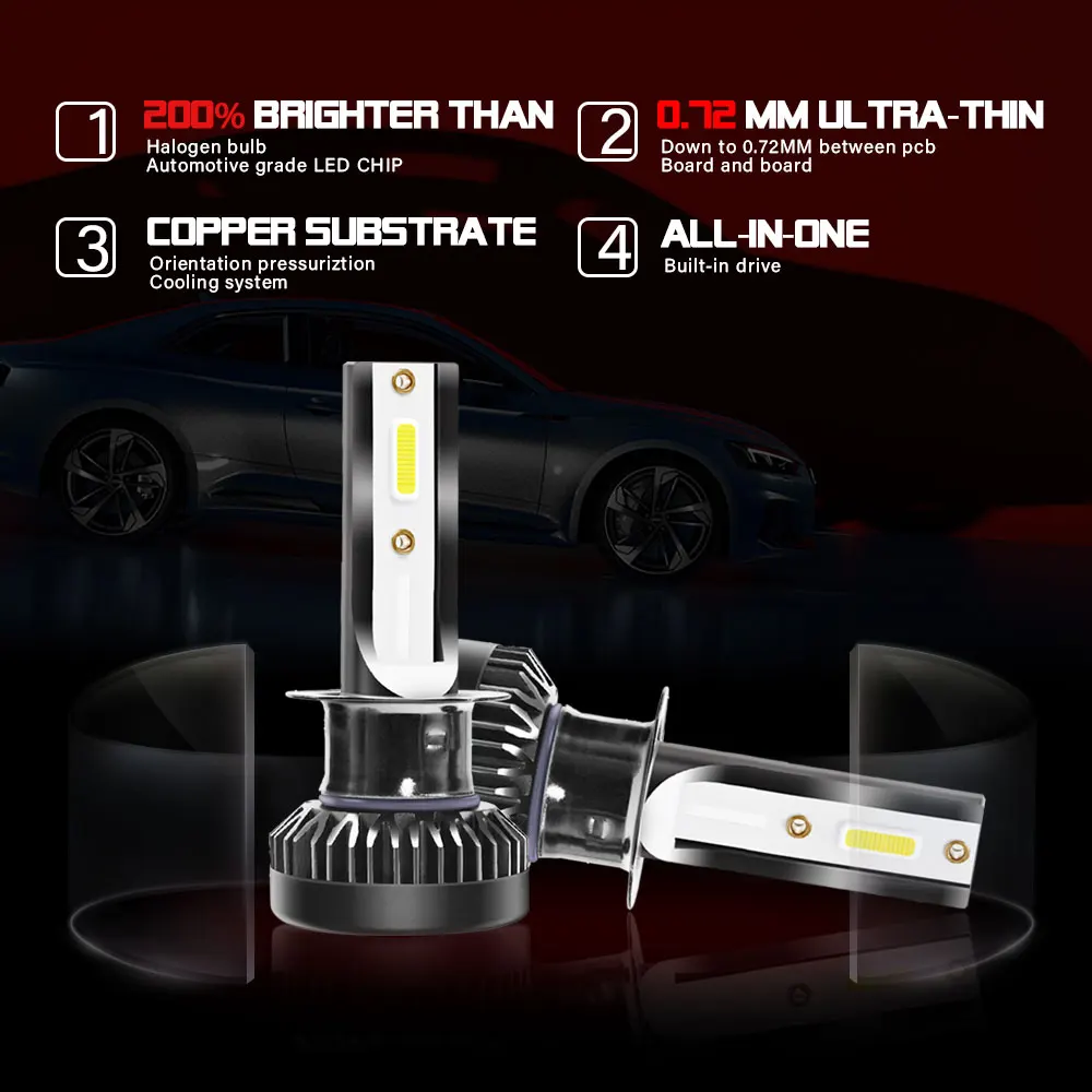 2 шт. светодиодный фонарь для фар с быстрым запуском IP68 Водонепроницаемый 80 Вт