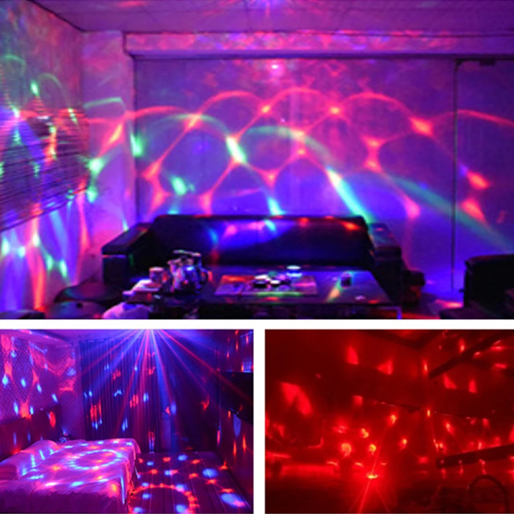 Звуковая активация вращающийся чешское стекло диско шар DJ Вечерние огни 3 Вт RGB