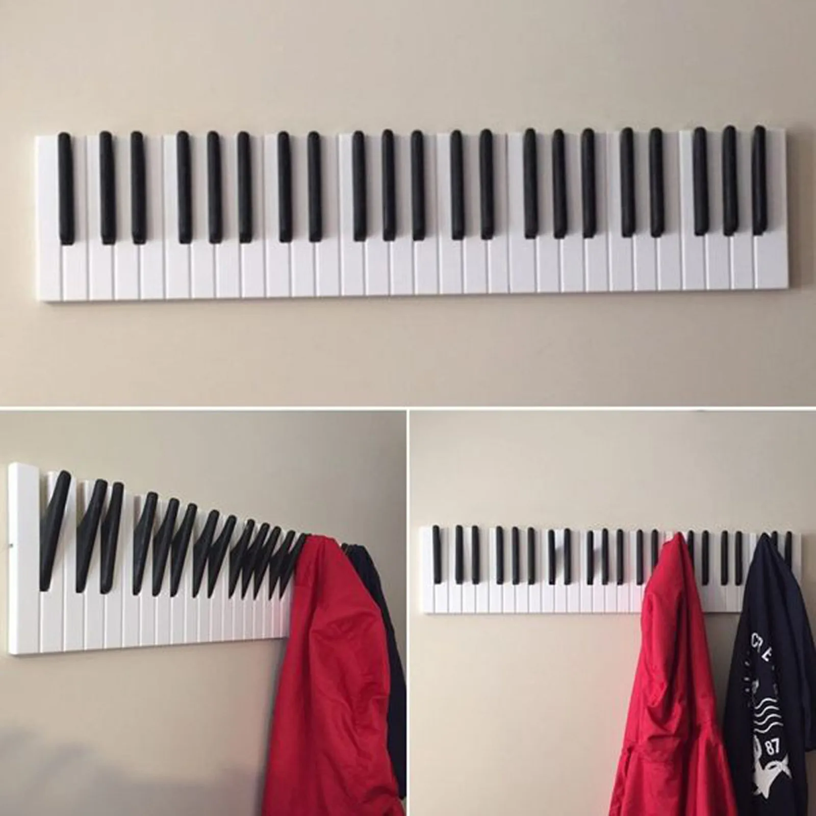 

Home Accessories Piano Wooden Coat Racks Piano Keys Wall Mounted Coat Hook Hanger Wall Decoration Hat Storage Rack Wood Shelf #M