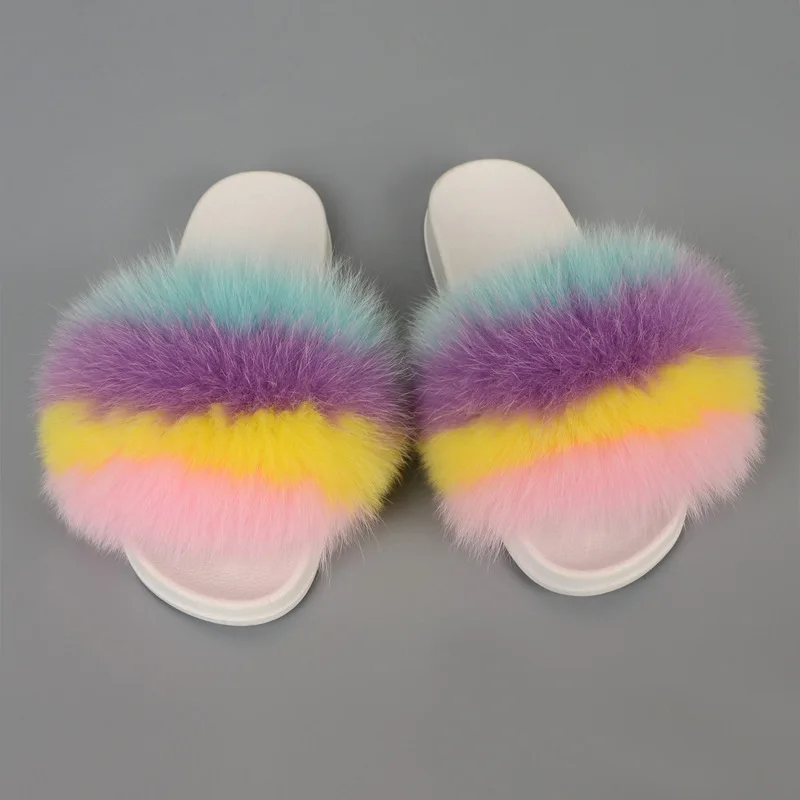 

Hot Sale Party Fur Slippers Flats Sweet Ladies Shoes Girls Furry Slippers Summer Snug Travel Slippers Lovely Fluffy Slippers