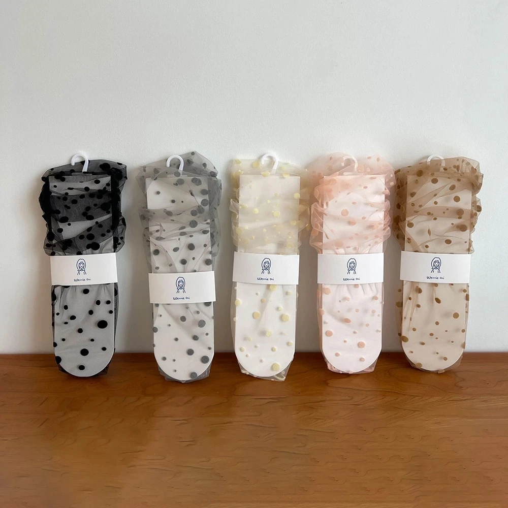 

Fashion Dots Tulle Socks Women Transparent Long Socks Girls Summer Thin Socks Knee Dress Sock Female calcetines