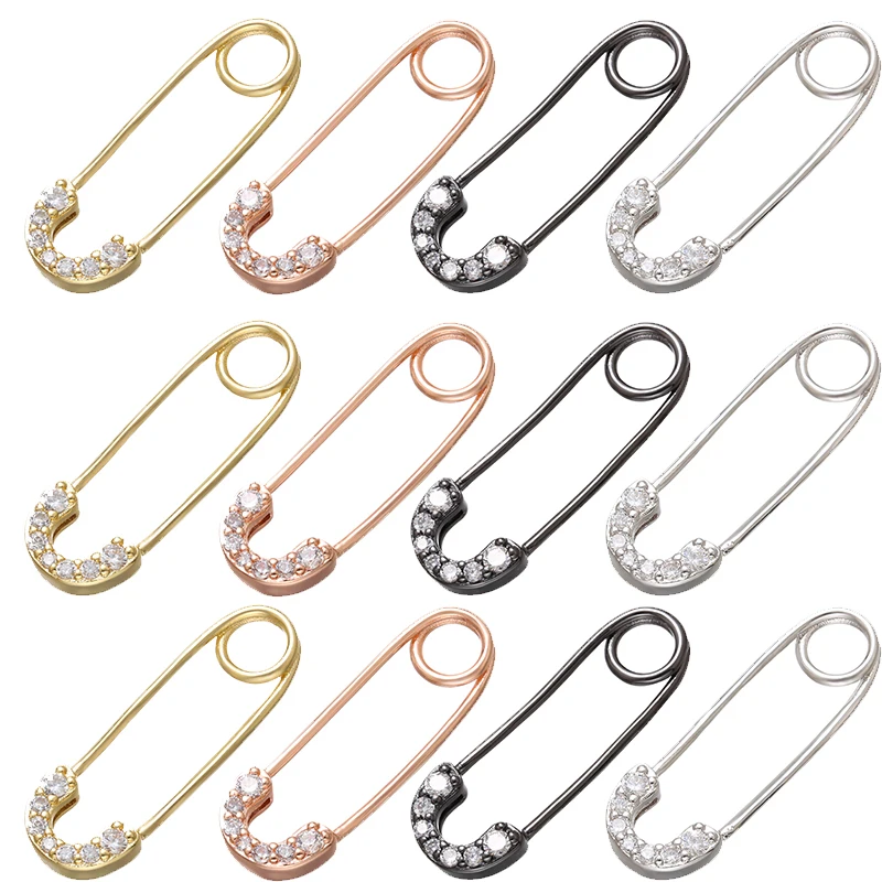 ZHUKOU 9x25 мм симпатичная латунная брошь с кубическим цирконием, подвески, ювелирные аксессуары для женщин, DIY серьги, ожерелье, VD689