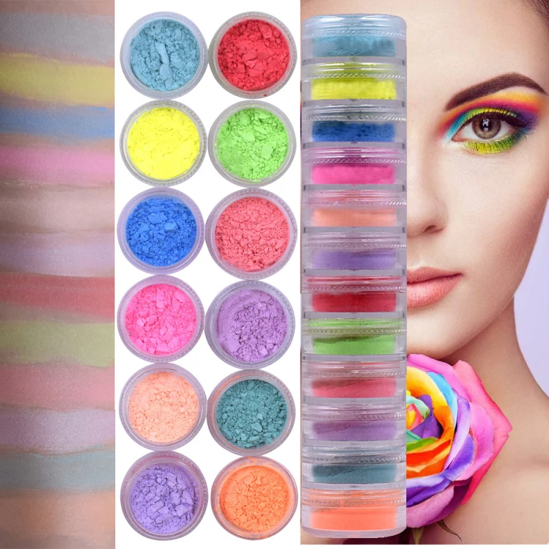 

12 Layers 12 Color Matte Eyeshadow Stage Makeup Easy To Apply Dazzling Eyeshadow Makeup Sequins Nail Supplies Cosmetics