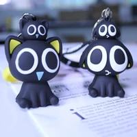 classic hot sale luo xiaohei silicone cartoon keychain black cat couple bag ornament keyring car pendant