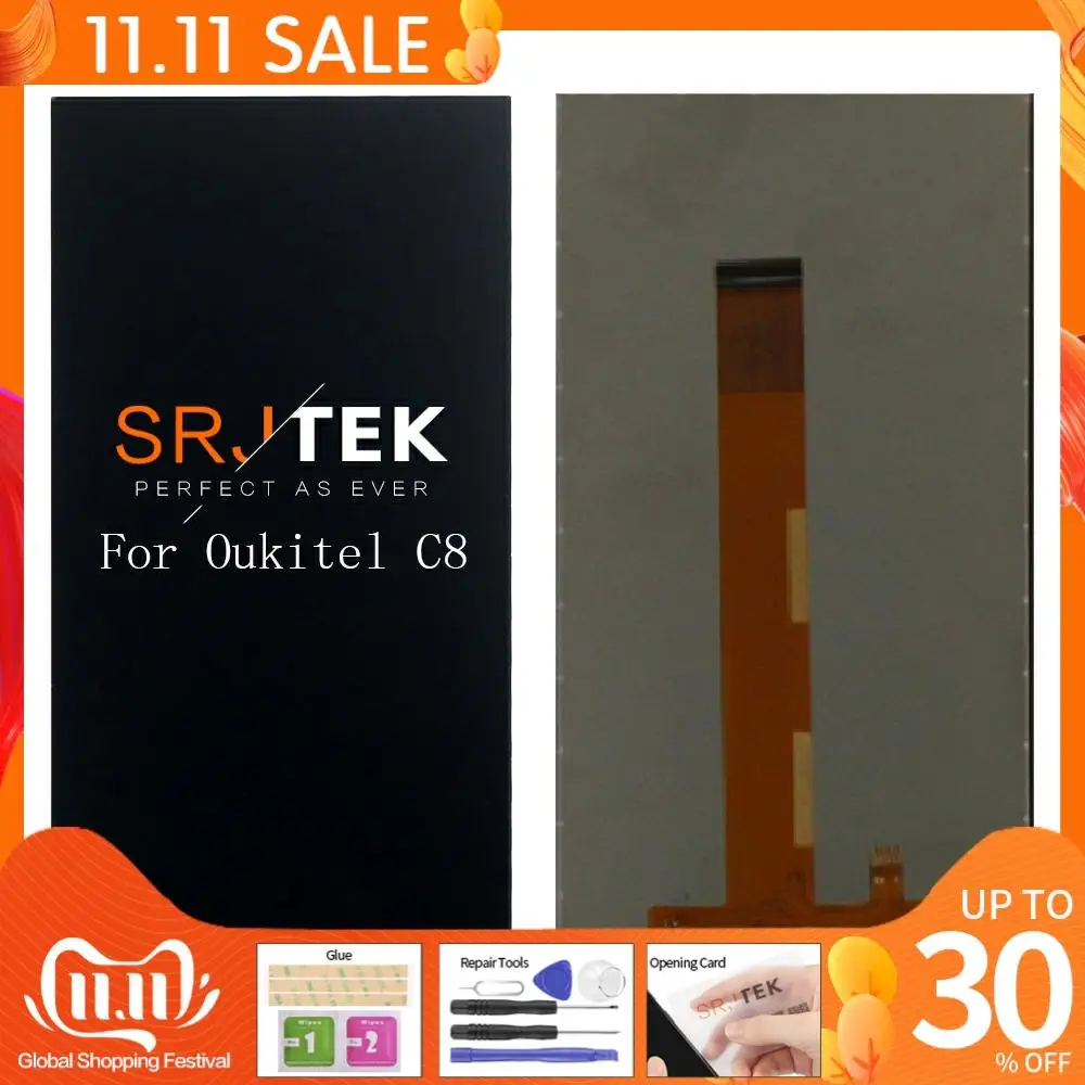 

SRJTEK 100% протестированный для Oukitel C8 ЖК-экран дигитайзер Запасные части 1280*640 для Oukitel C8 ЖК-экран Замена черный