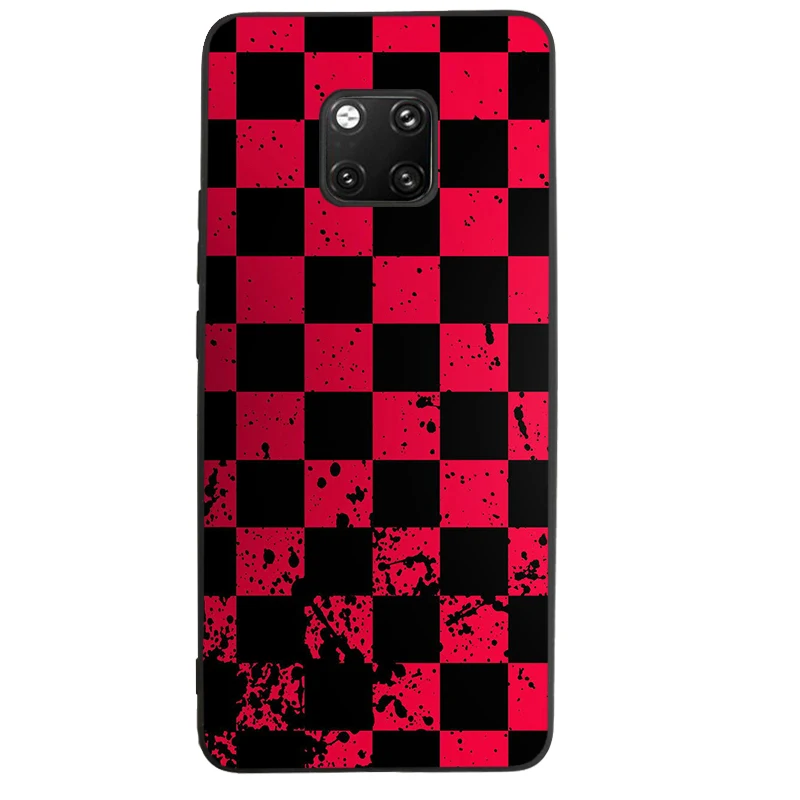 Силиконовый мягкий чехол для Huawei Mate 20 30 P20 P30 Pro Lite Honor10 красная черная мозаика