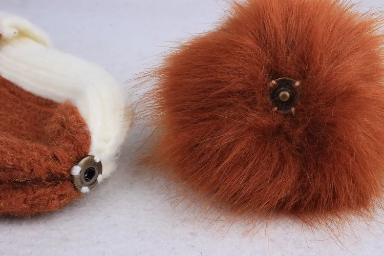 Новинка женская зимняя вязаная шапка с помпоном из лисьего меха|Мужская Skullies &