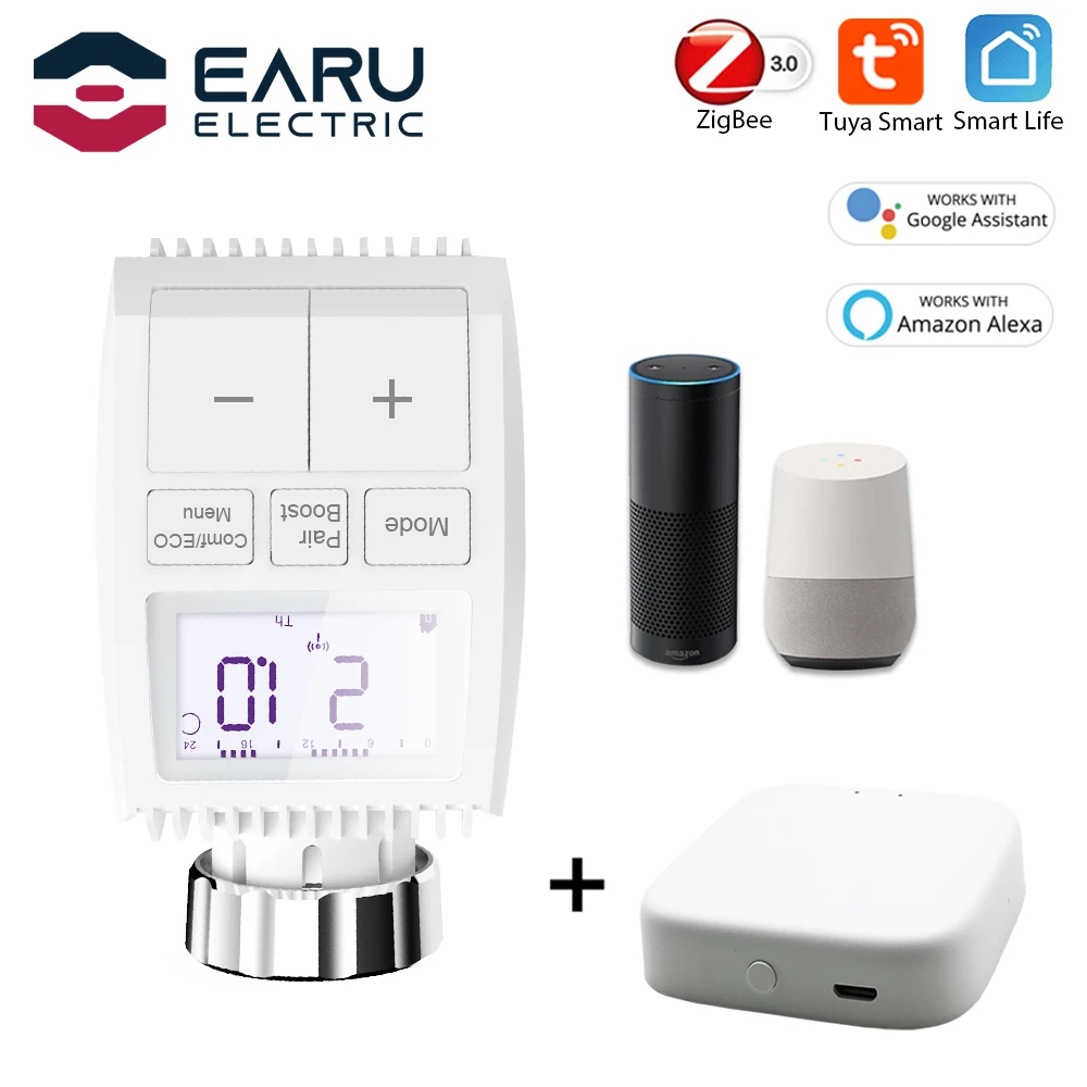 

Smart WiFi Radiator Actuator ZigBee Programmable TRV Thermostatic Valve Temperature Controller For Tuya Alexa Google Assistant
