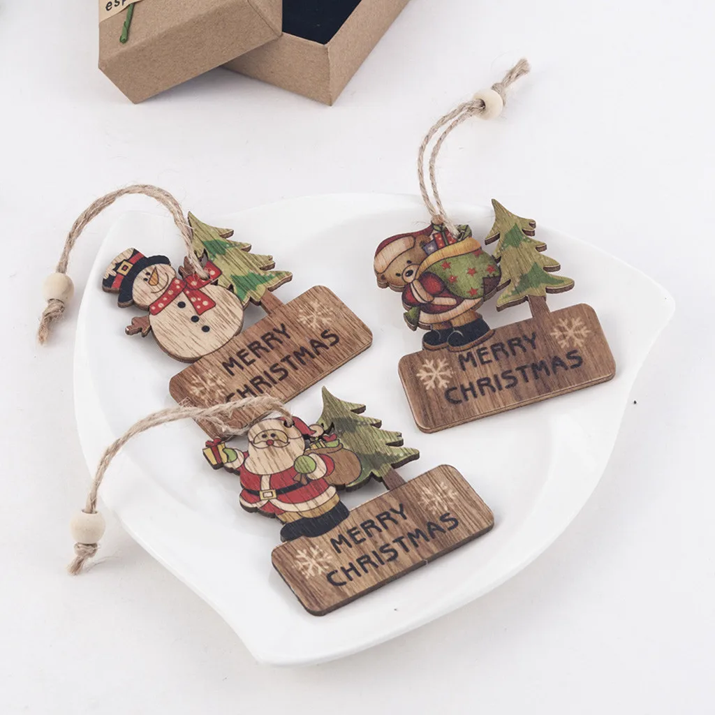 Creative Beaded wood pendants We Wish A Marry Christmas painted Ornament Wooden Hanging Xmas tree Decoration for Home | Дом и сад