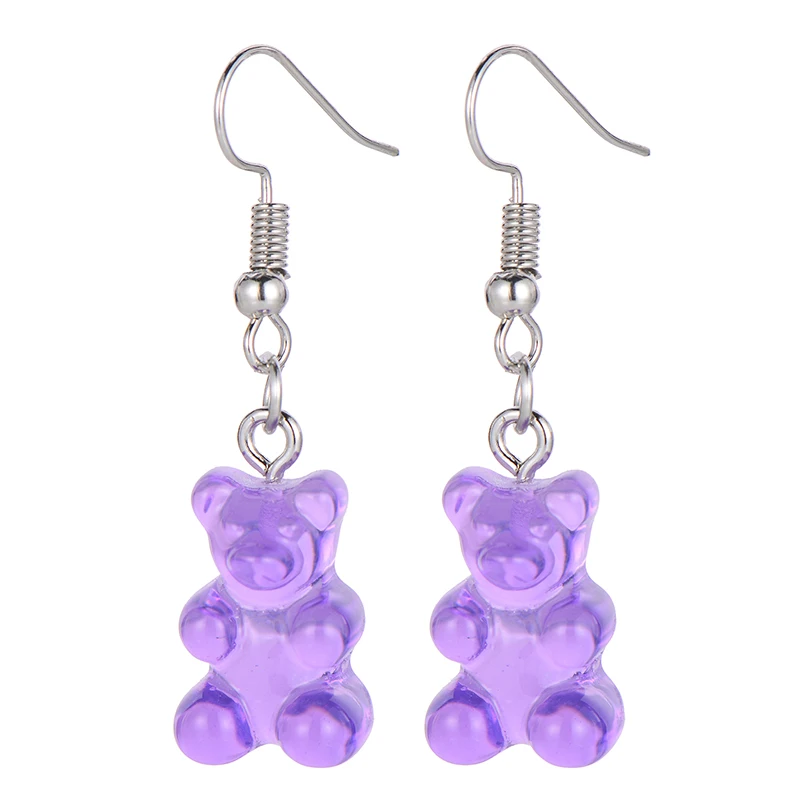 purple Милая подвеска-бутылка с фруктами, молоком, чаем, напитком, серьги-капли из смолы, модные карамельные цвета, Желтая Чашка лимона, свисающие серьги для женщин - Окраска металла: purple