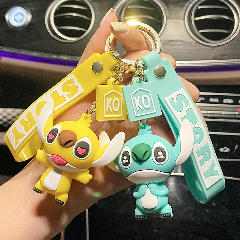 

Disney Stitch Keychain Cute Cartoon Lilo & Stitch Doll Keyring Ornament Couple Backpack Accessories Car Metal Key Chain Jewelry
