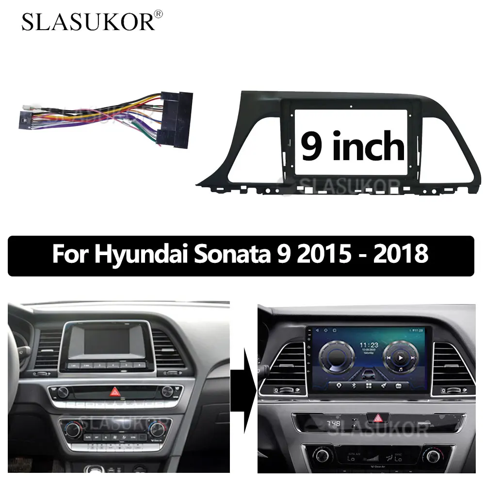 9-дюймовая Автомобильная панель двойная Din Dvd рамка магнитная для Hyundai Sonata 9 2015 2016