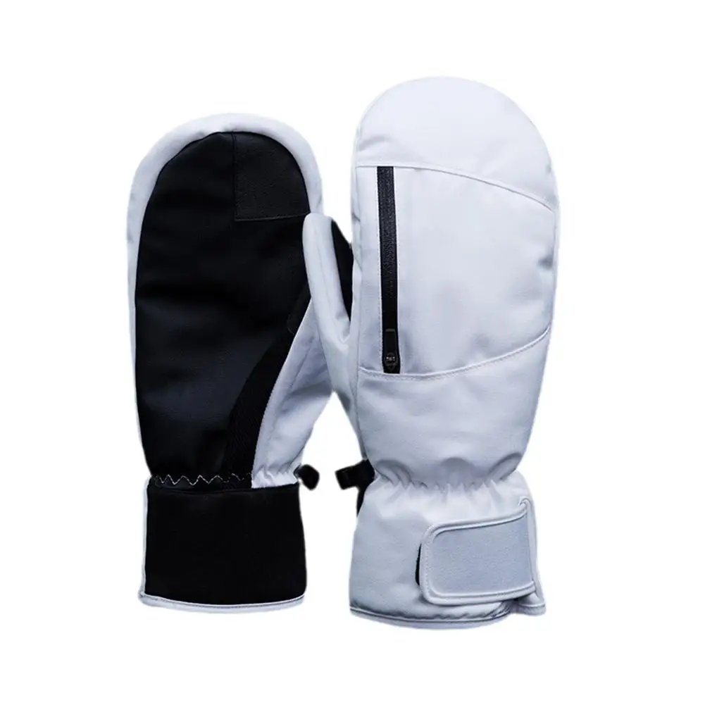 

Мужские и женские зимние водонепроницаемые плотные перчатки для катания на лыжах и сноуборде, варежки для снегохода, черные, белые, серые