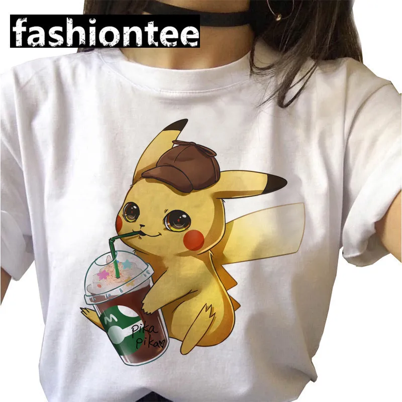 

Pokemon Women's T-shirt Pikachu Cartoons Summer Short Sleeve Harajuku Tee Shirt Anime Kawaii Female Tops Fashion Women Clothes