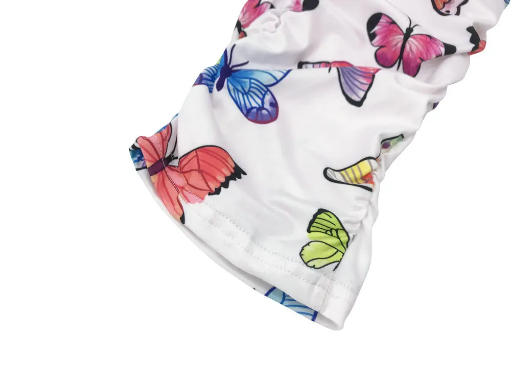 

IZALEWIS Casual Woman Pants Butterfly Print Crimped Pocket Trousers Women Bottoms Pants Streetwear Women Full-length Drawstring