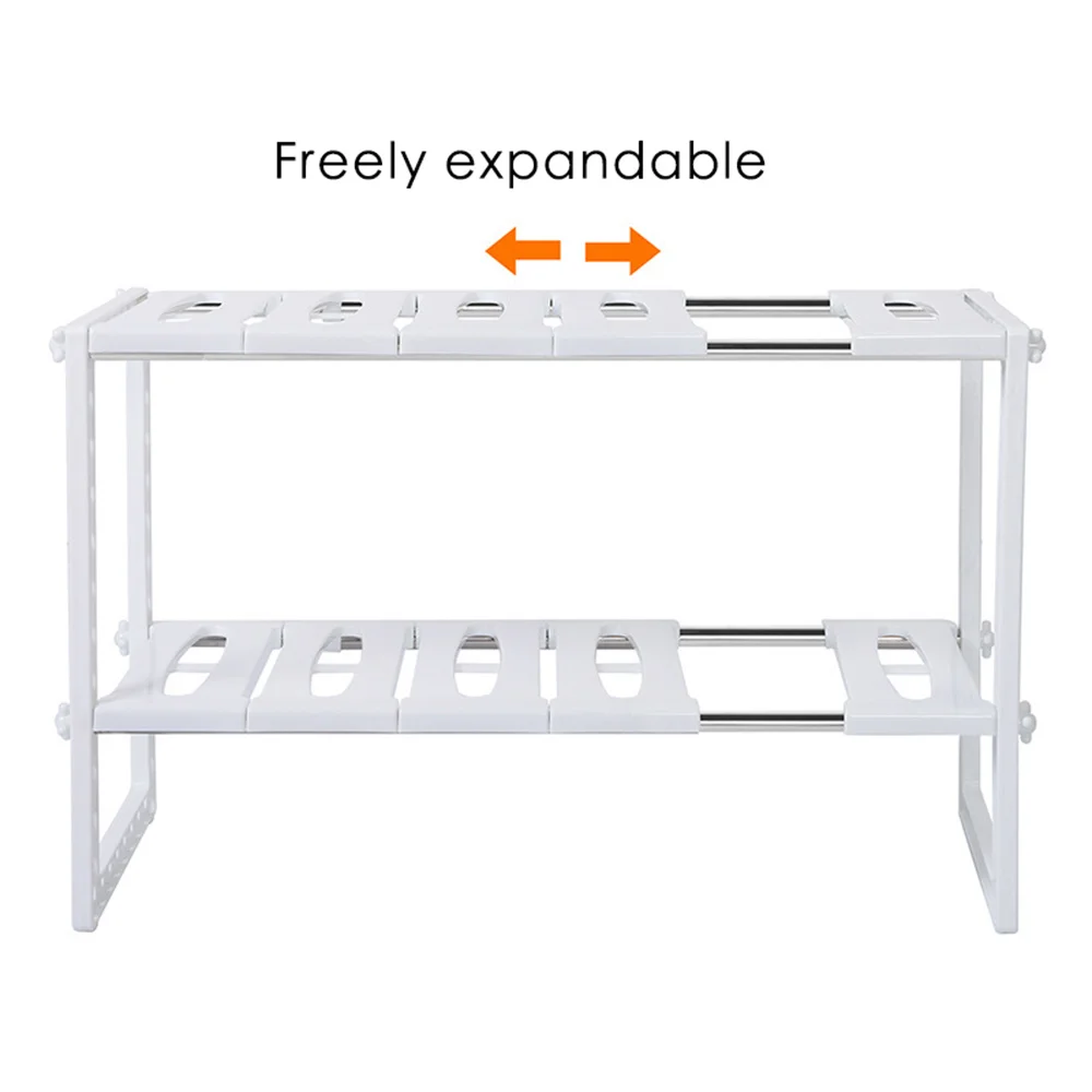 

Sink Organizer Shelf Expandable 2 Tier Kitchen Cabinet Organizer Pot Pan Spice Rack Bathroom Drain Rack Kitchen Accessories