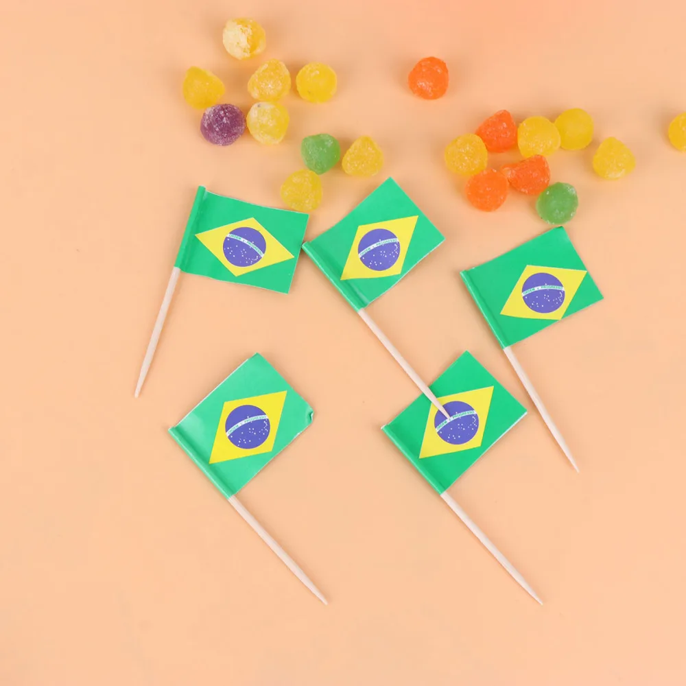 

100pcs Mexico National Flag Design Cake Toppers Creative Cake Fruit Picks Cupcake Insert Decor Toothpick Party Supplies