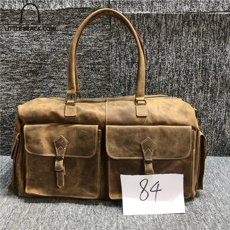 

Повседневные вместительные сумки-тоуты унисекс из натуральной воловьей кожи, уличные дорожные уличные сумочки из натуральной кожи на молн...