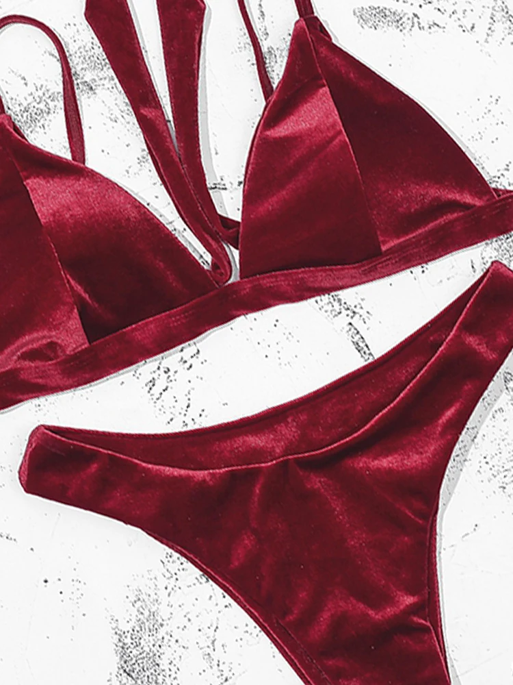 ZTVitality Red Push Up Bikini 2020 Hot Sale Straps Padded Mid Waist Sexy Bikinis Bandage Swimsuit Solid Swimwear Women Biquini | Женская