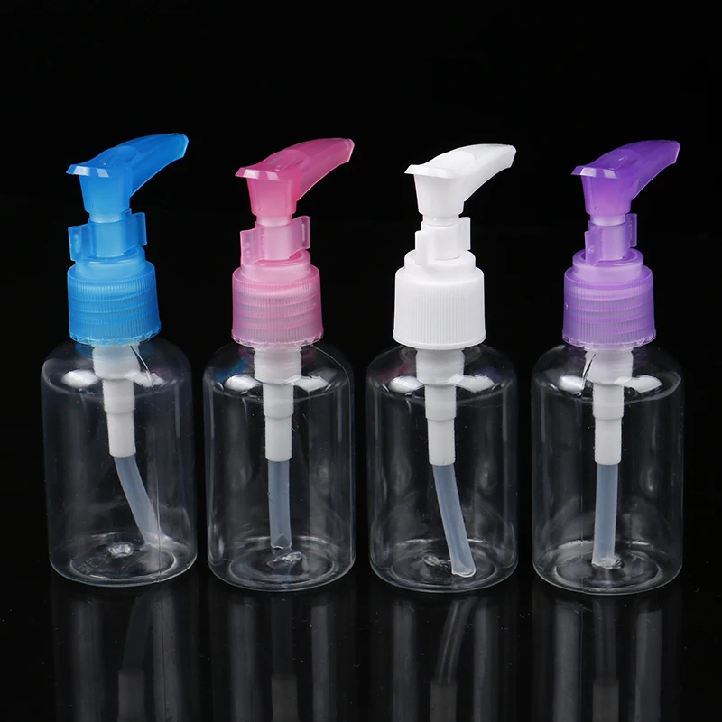 

50 ml Plastic PET Press Pump Spray Lotion Bottles Sample Vials Cosmetic Travel Liquid Cream Refillable Containers