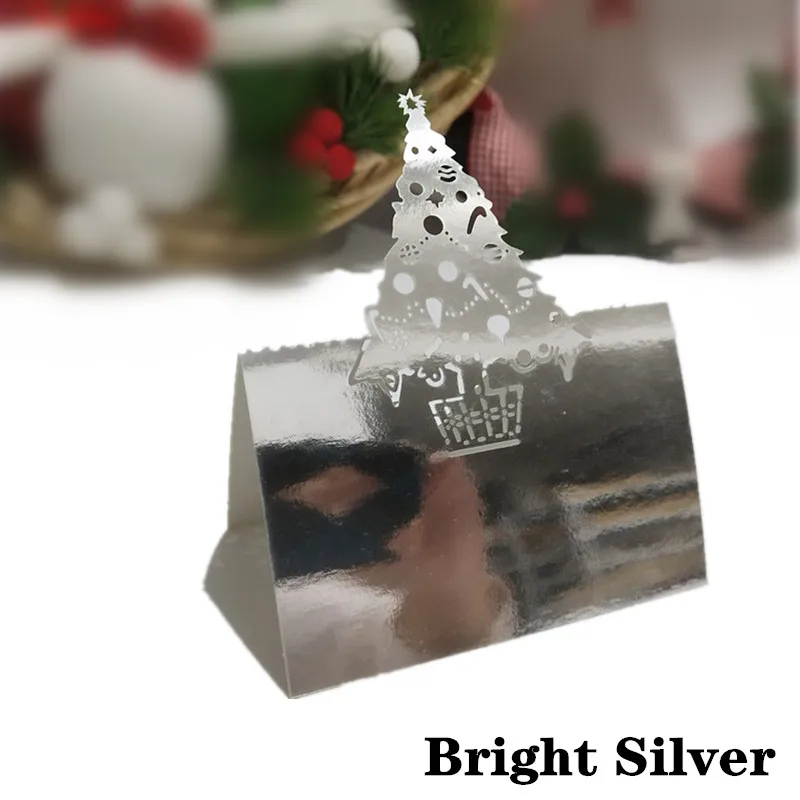 BrightSilver 10 шт. лазерная резка Рождественская елка Стекло Место карты свадебный стол украшение место карты Свадебная вечеринка украшение 9Z SH219-10 - Цвет: BrightSilver