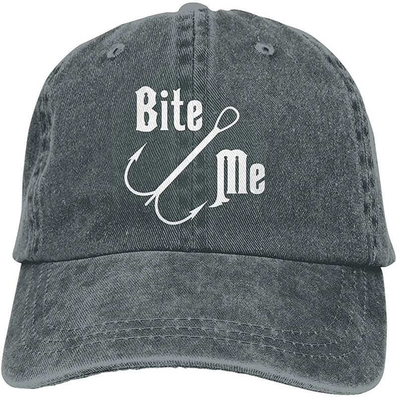 

Ypods Fisherman's Fish Hook Bite Me Unisex Adult Cap Adjustable Cowboys Hats Baseball Cap Fun Casquette Cap Black