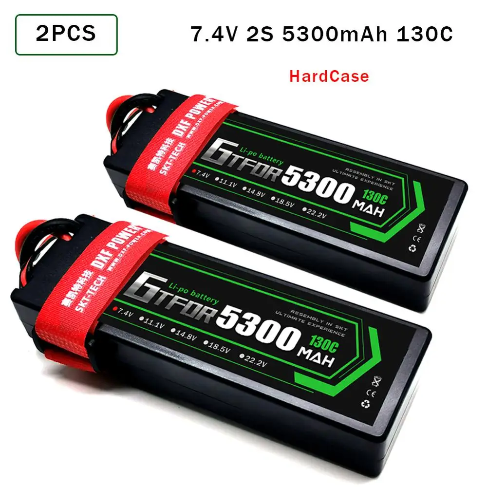 

GTFDR 5300mAh Lipo батарея 7,4 V 130C-260C 2S LiPo RC батарея Deans XT60 EC5 для 1/8 RC Evader BX автомобиль грузовик Truggy багги