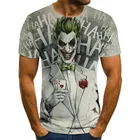 Женская футболка с 3d принтом, мужская повседневная футболка с круглым вырезом и лицом Джокера, Мужская футболка клоуна с коротким рукавом, смешные футболки для косплея, покемон