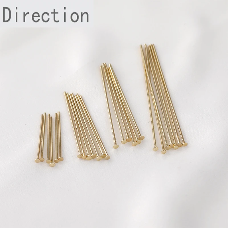 

Fine flat head pin 0.5mmDIY handmade jewelry basic accessory material 14k gold color preserving T-shaped Pin 100 pcs