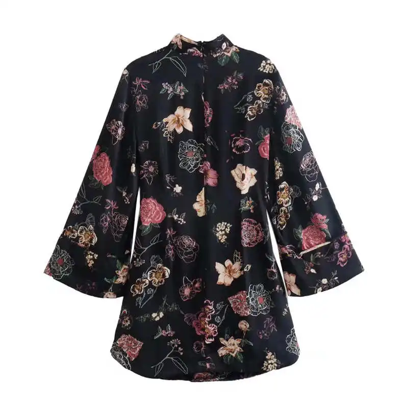 

Женское элегантное платье-миди PUWD, весна 2022, модные женские платья с длинным рукавом и цветочным принтом, женское платье в стиле Ципао