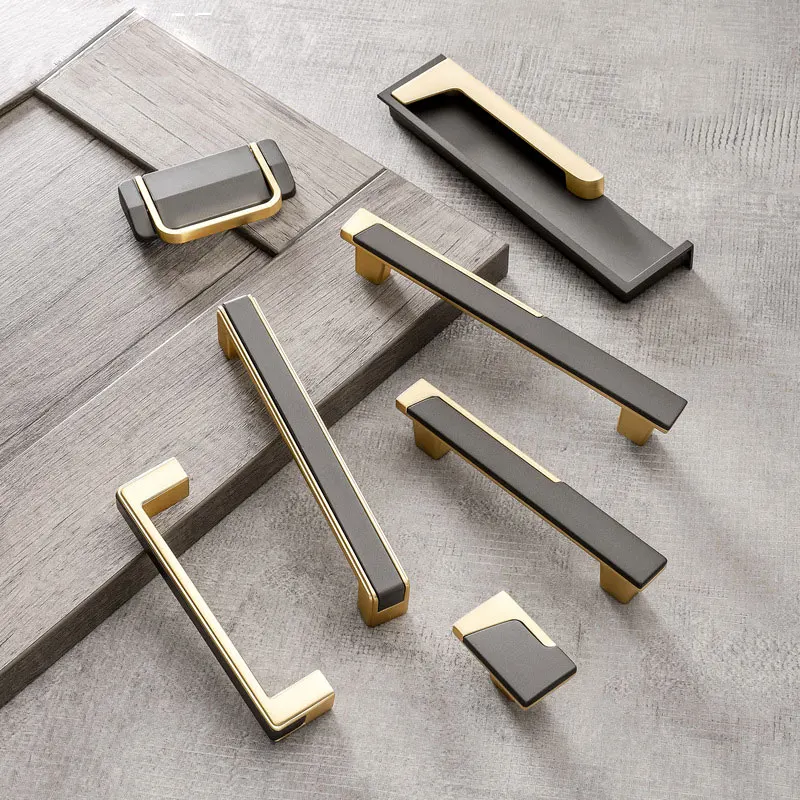 

New Furniture Cabinet Knobs and Handle Kitchen Handle Drawer Knob Cabinet Pull Black Gold Stainless Steel Kitchen Handle