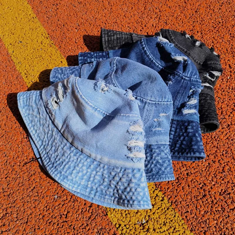 

Broken Hole Edging Cowboy Fisherman Hat Women Spring And Summer Outdoor Sun Hat Travel Collapsible Bucket Hat Sun Hat Panama Hat