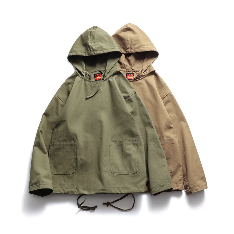 Spring new Japanese solid color casual wild hooded pullover hoodies boys trendy loose tops | Мужская одежда