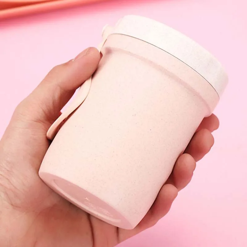 Креативная чашка для завтрака овсянки хлопья PP материал закусок с крышкой ложка