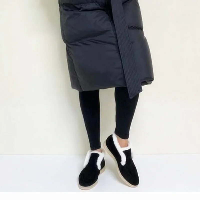 

brand smiple design women's ankle boots cow-suede boots natural-fur warm autumn boots slip-on winter snow boots for women shoes