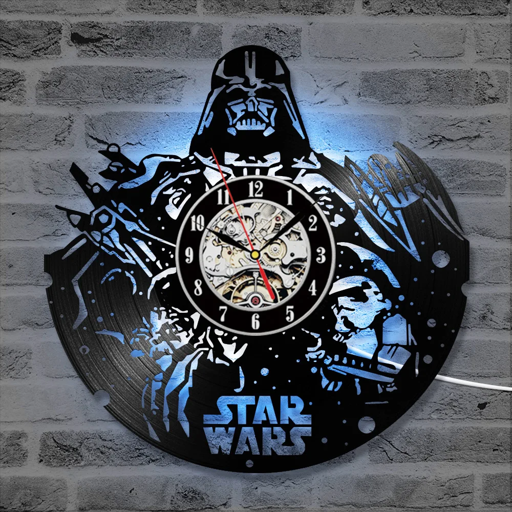 

2021 Disney Star Wars Wall Clock Electronic Smart Luminous Timer Wake Up Children's Desktop Alarm Clock Bedroom Decoration