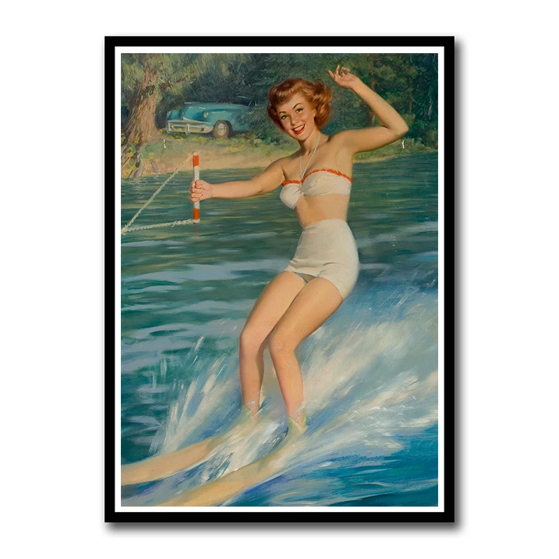 Постер на белой бумаге с изображением девушки в стиле пин ап Вторая мировая война