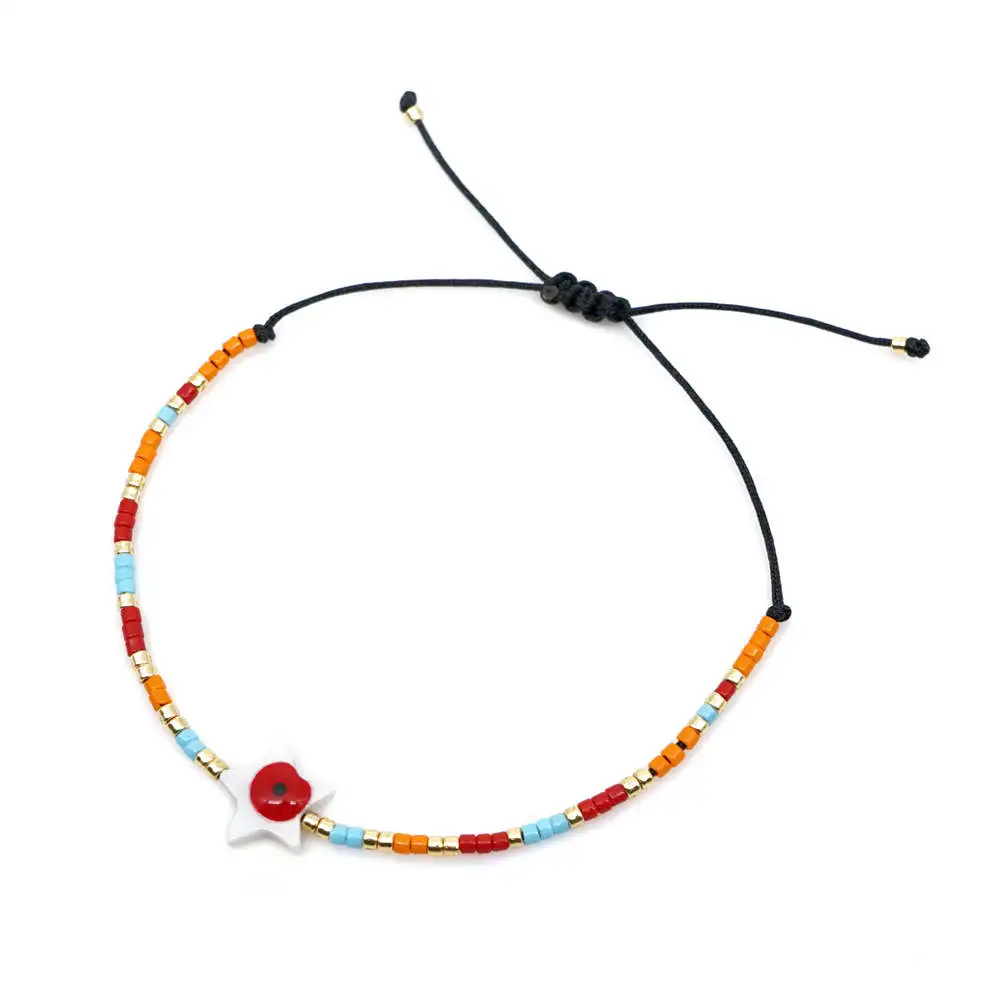 Go2boho MIYUKI Evil Eye браслеты Fatima ручной браслет женские крест Pulsera Mujer Boho шикарные летние пляжные ювелирные изделия со звездами Bijoux - Окраска металла: MI-B190430O
