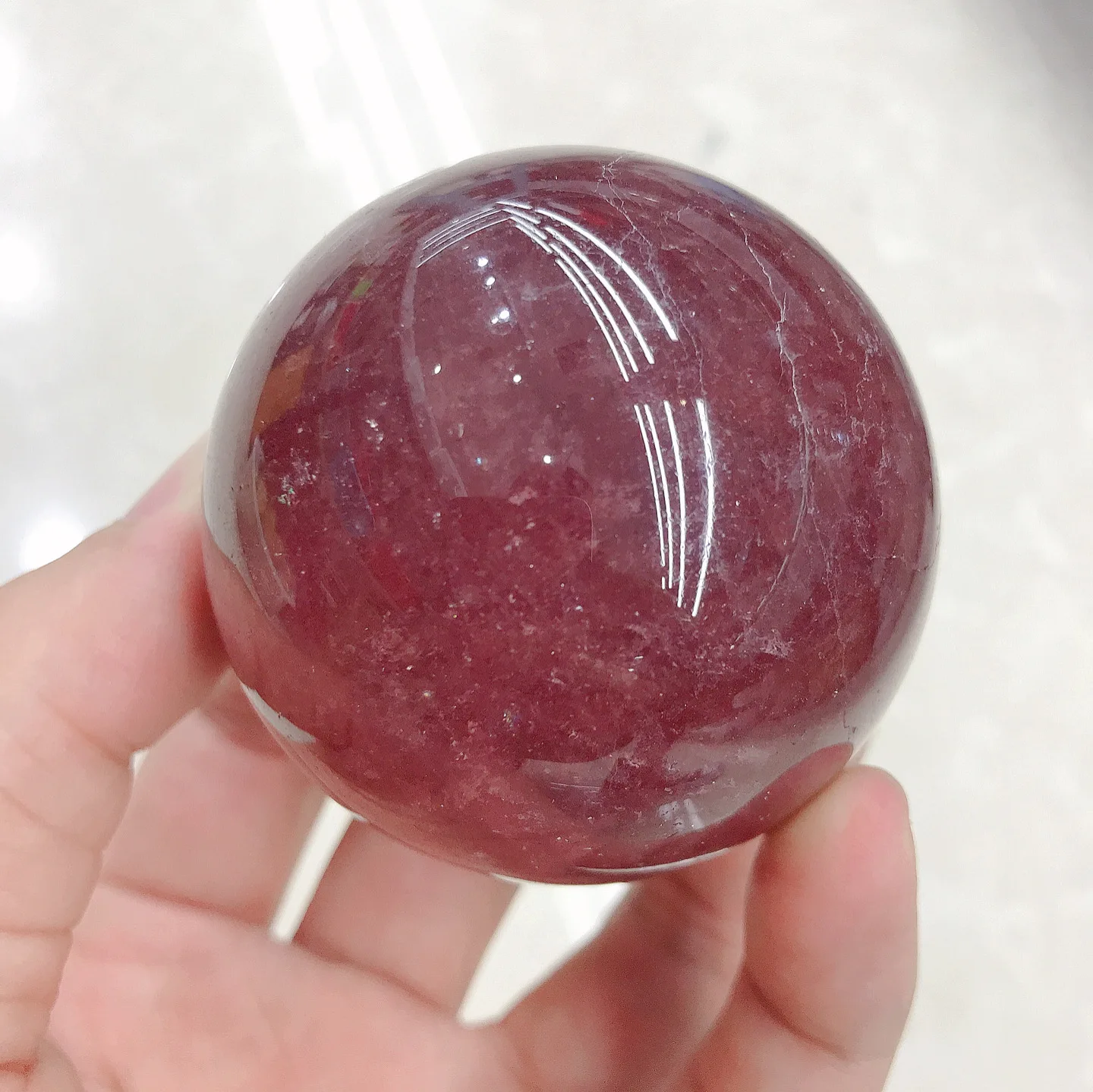

5.5-7CM Natural rare strawberry quartz crystal ball home decoration natural stone cut and polished