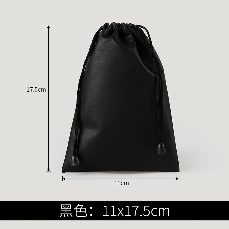 black 11x17.5cm Высокое Качество Пользовательский логотип сумка из искусственной кожи шнурок сумки гарнитура Кабель для передачи данных Водонепроницаемый хранения струнная сумка для подарков - Цвет: black 11x17.5cm