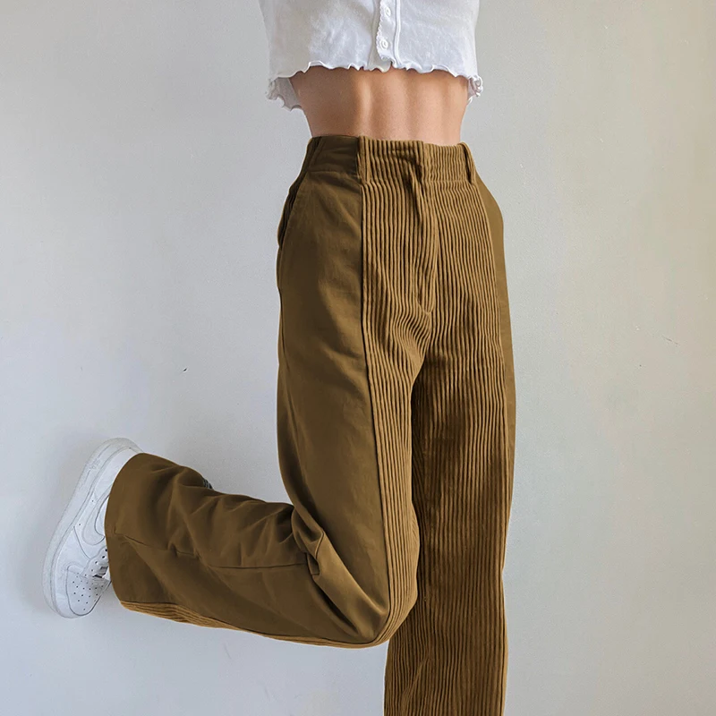

Vintage 90S Patched Corduroy Pants Women Fashion 2020 Harajuku Y2K E-Girl Long High Waist Straight Trousers Autumn Pants Female