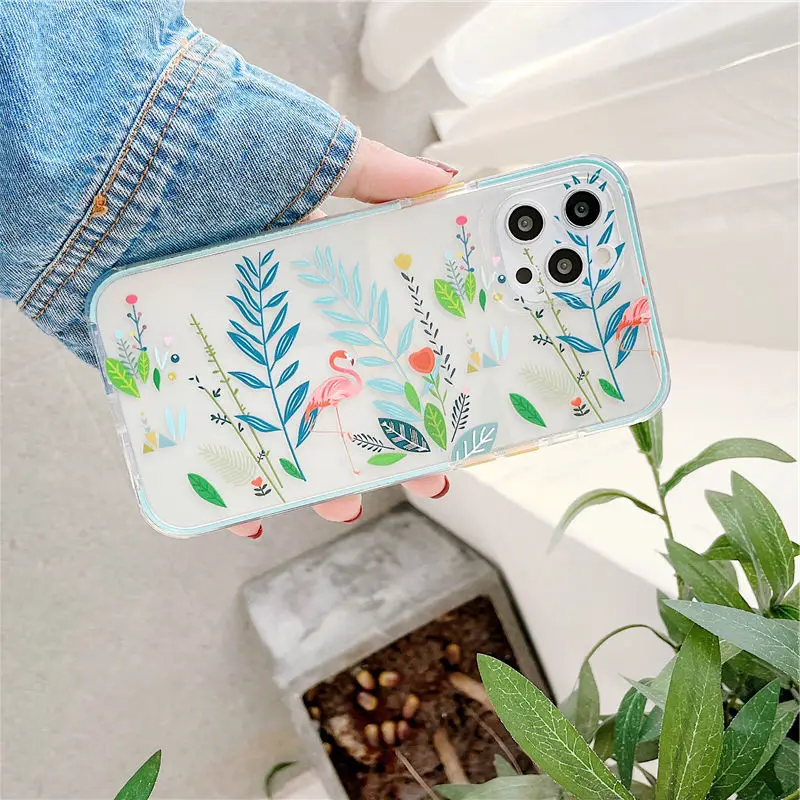 

Fashion Floral Leave Phone Cases For iPhone XR XS Max X 7 8 Plus 11 Pro Max SE 2020 12 Mini Flowers Soft Silicone TPU Back Cover