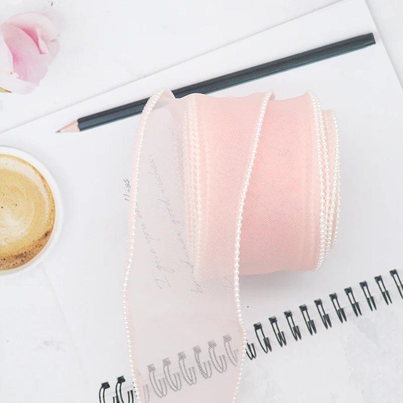 10 Yards 60mm Wide Pearl Fishtail Yarn Wave Organza Ribbon DIY Bow Hair Accessories Material Gift Packing Sewing Fabric 21071301 | Дом и сад