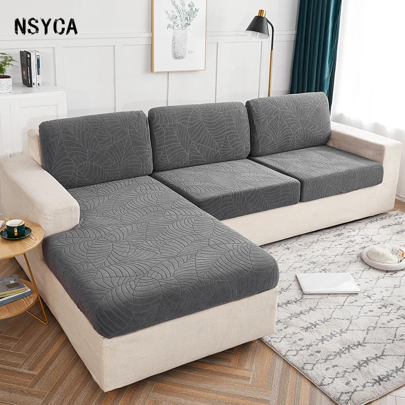 

Waterproof 1/2/3/4 Seaters Cushion Sofa Seat Cover Anti-dust Tight Wrap Protector Jacquard Plush for Living Room L-shape
