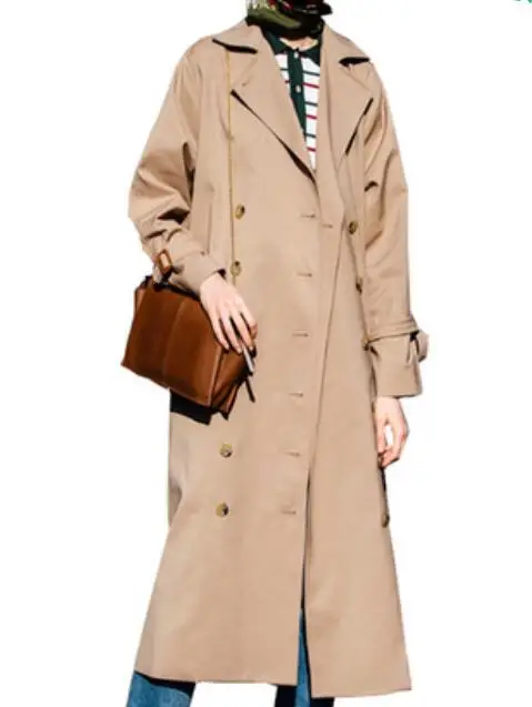 

S-6XL HOT / Spring/Autumn Women New Fashion Jacke Personalized Large size customizati Loose double-breasted lapel trench coat