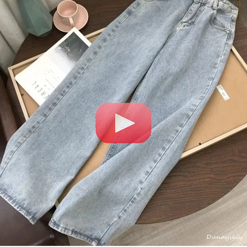

Streetwear High Waist Women's Fashion Jeans Woman Girls Women Wide Leg Pants Trousers Female Jean Femme Denim Bagge Mom Jeans