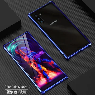 Blue note10 Note10plus, Высококачественная ультратонкая металлическая рамка, закаленное стекло, зеркальная оболочка для samsung galaxy note 10 plus, чехол, крышка, note10+ note10 - Цвет: Blue note10