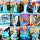 Алмазная 5D Вышивка AZQSD сделай сам, картина с изображением водопада, женщина, природный пейзаж, вышивка крестиком, полный квадратный набор, искусство, домашний декор